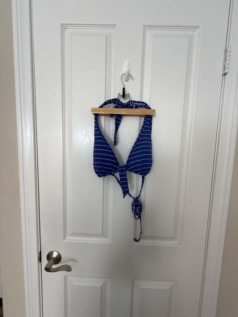 Tommy Bahama Blue and White Striped Halter Bikini Top Size L
